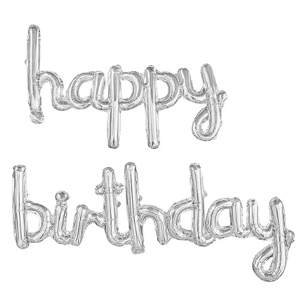 Silver Happy Birthday Small Letter Balloon – 18 Inch