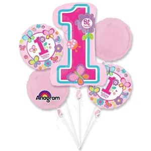 Sweet Birthday Girl Balloon Bouquet 5 pcs