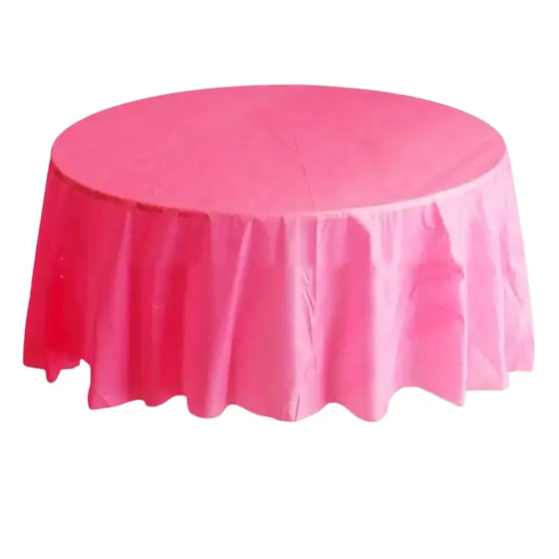 Magenta Round Plastic Table Cover 84in