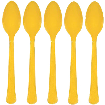 Yellow Heavy Weight Plastic Spoon - 20 Pcs