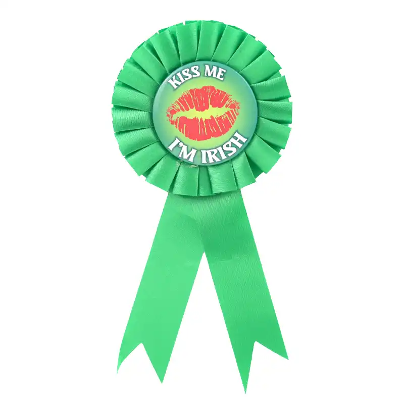 Kiss Me I’m Irish St. Patrick’s Day Rosette Pin Badge