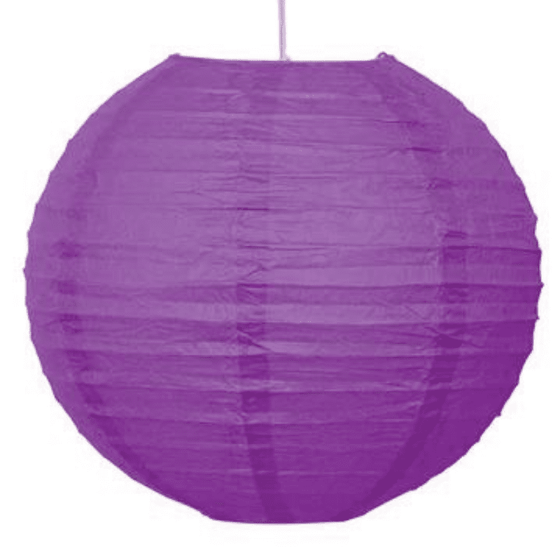 Round Paper Hanging Decorative Lantern 9.5in - Purple