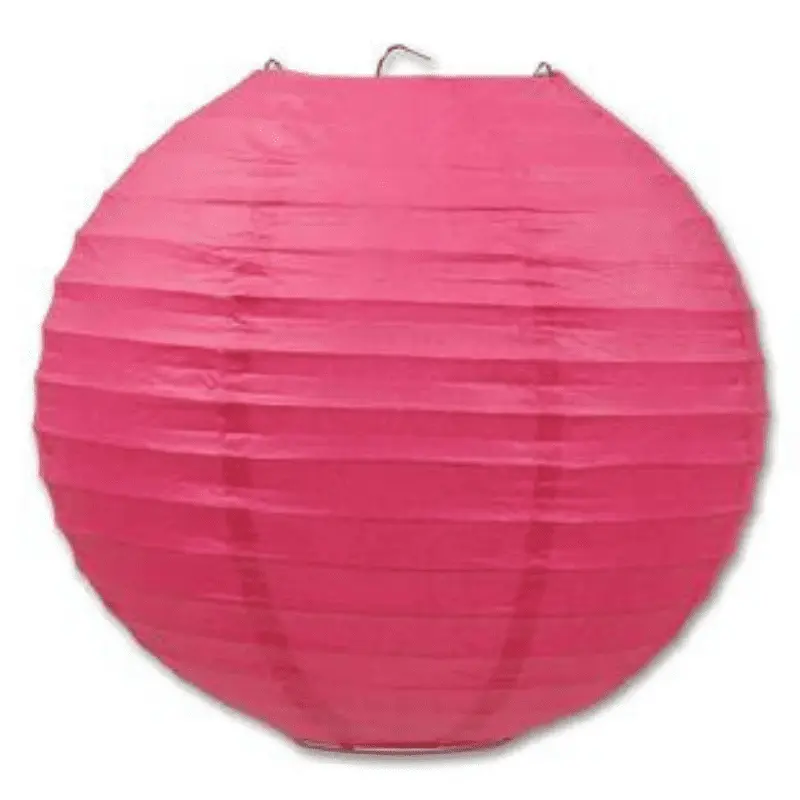 Round Paper Hanging Decorative Lantern 9.5in - Hot Pink