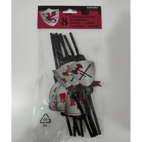 Knights Drinking Straws Black 8 Pcs