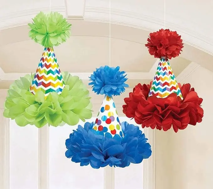 Fluffy Hanging Cone Hat Set 11.5in 3pcs