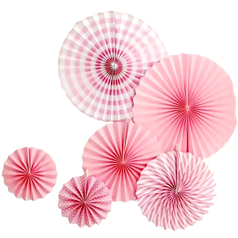 Paper Fans - Pink 6 Pcs