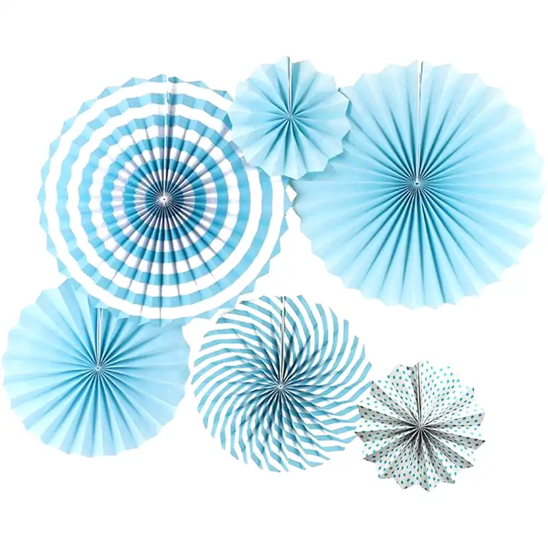 Paper Fans - Blue 6 Pcs