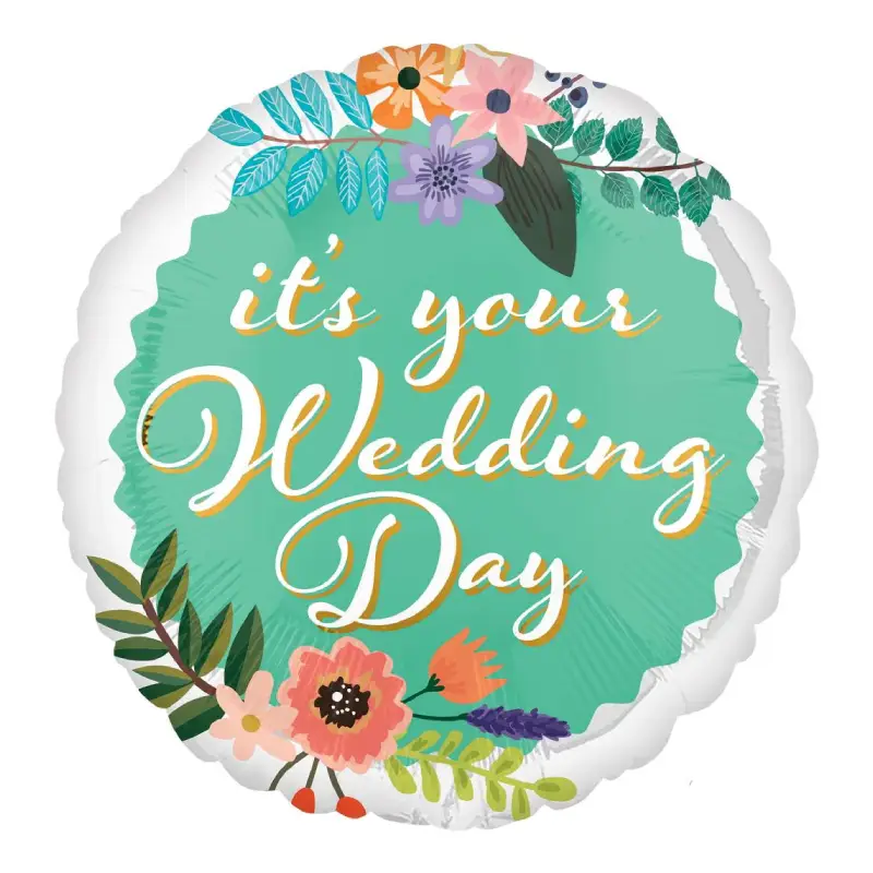 Wedding Day Flowers Foil Balloon - 18 inch