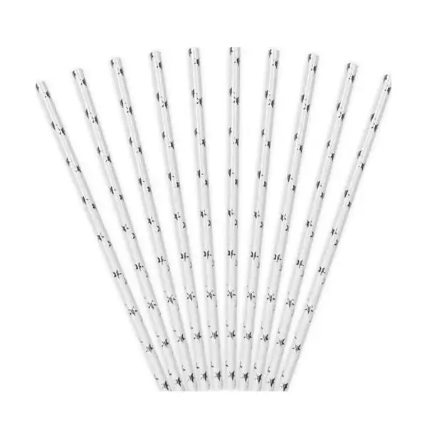 Silver Stars Paper Straws 20 Pcs