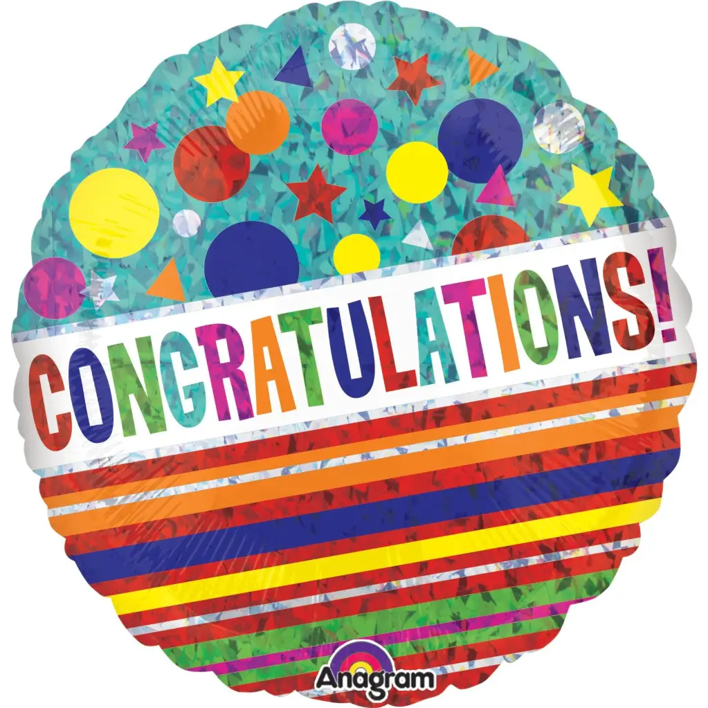Congratulations Sparkle Holographic Foil Balloon 18in