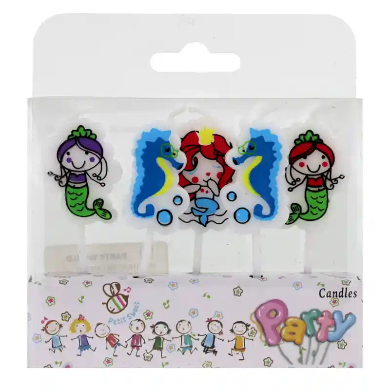 Mermaid Birthday Candles – Sea Creatures Set, 5 Pcs 