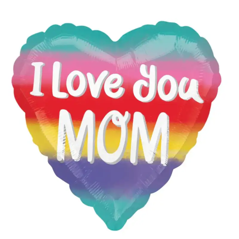 I Love You Mom Watercolor Foil Balloon 45cm