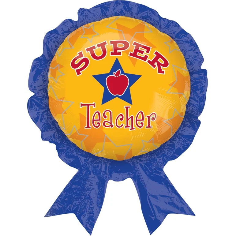 Super Teacher Award Ribbon Balloon 30in