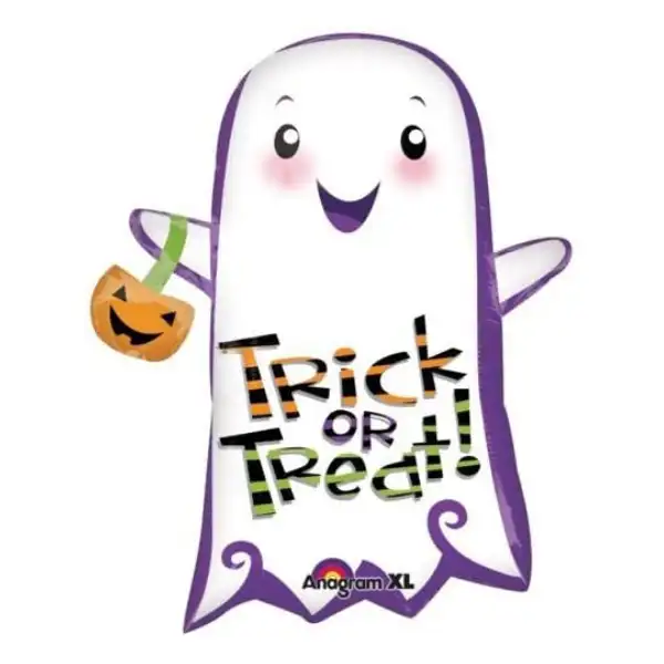 Trick or Treat! Cute Ghost Pumpkin Halloween Balloon 28in