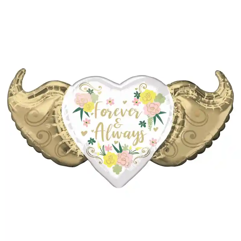 Forever & Always Floral Winged Heart Balloon – 99x50cm