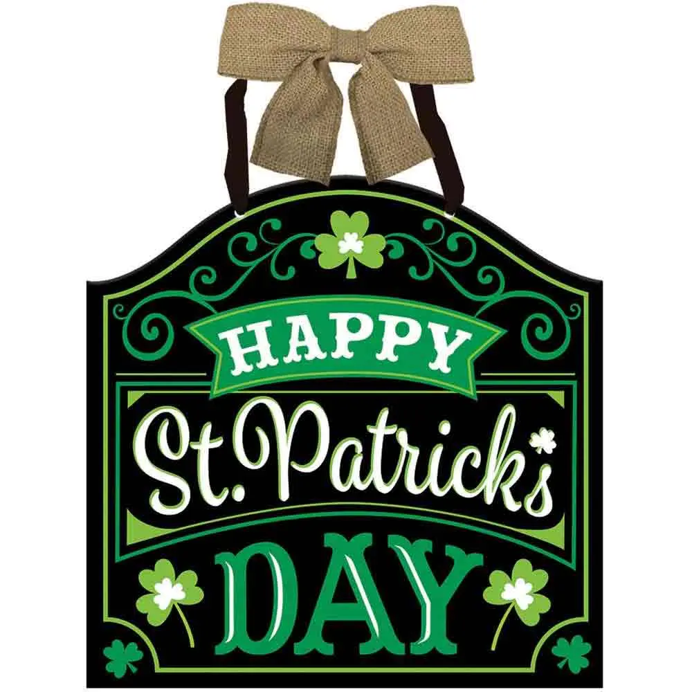 St Patricks Day Irish MDF Sign with Bow