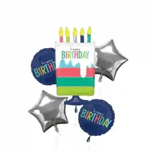 Happy Birthday Modern Balloon Bouquet – 5 pcs
