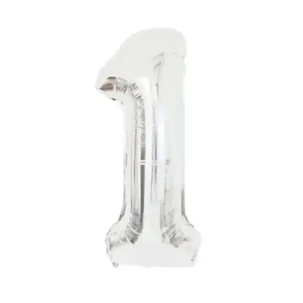 Silver Foil Number Balloon 1 – 17 Inch