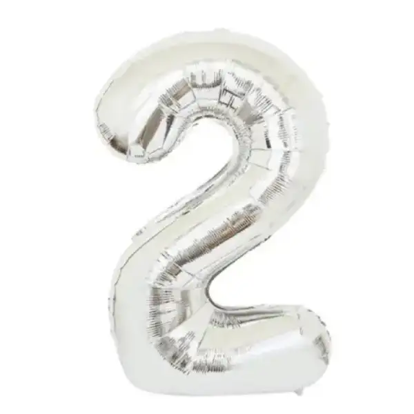 Silver Foil Number Balloon 2 – 17 Inch