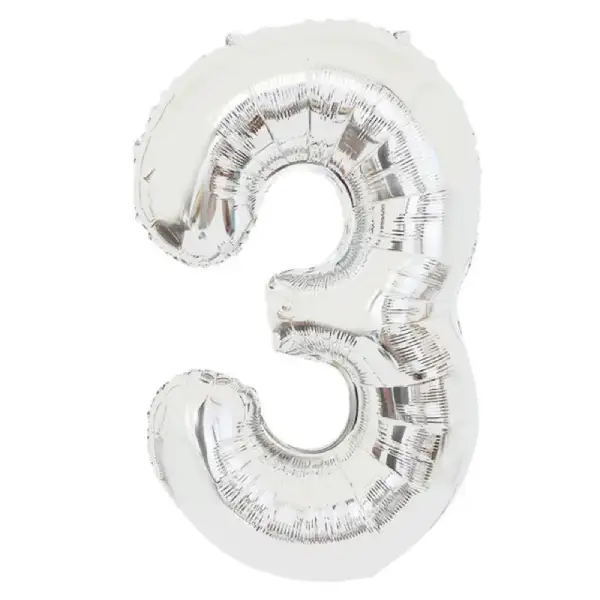 Silver Foil Number Balloon 3 – 17 Inch