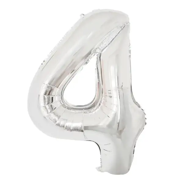 Silver Foil Number Balloon 4 – 17 Inch