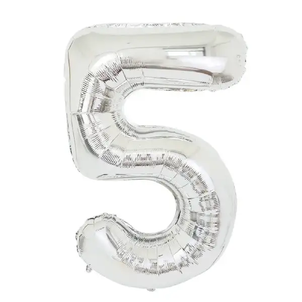 Silver Foil Number Balloon 5 – 17 Inch