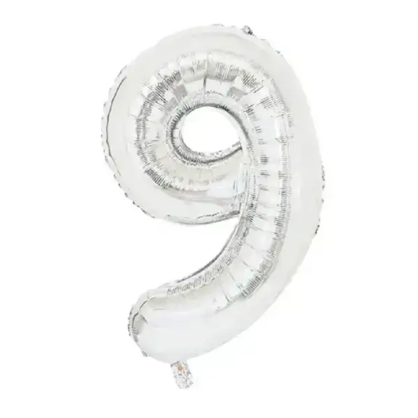 Silver Foil Number Balloon 9 – 17 Inch
