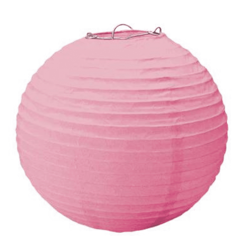 Round Paper Hanging Decorative Lantern 9.5in - Pink