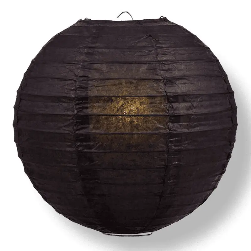 Round Paper Hanging Decorative Lantern 9.5in - Black