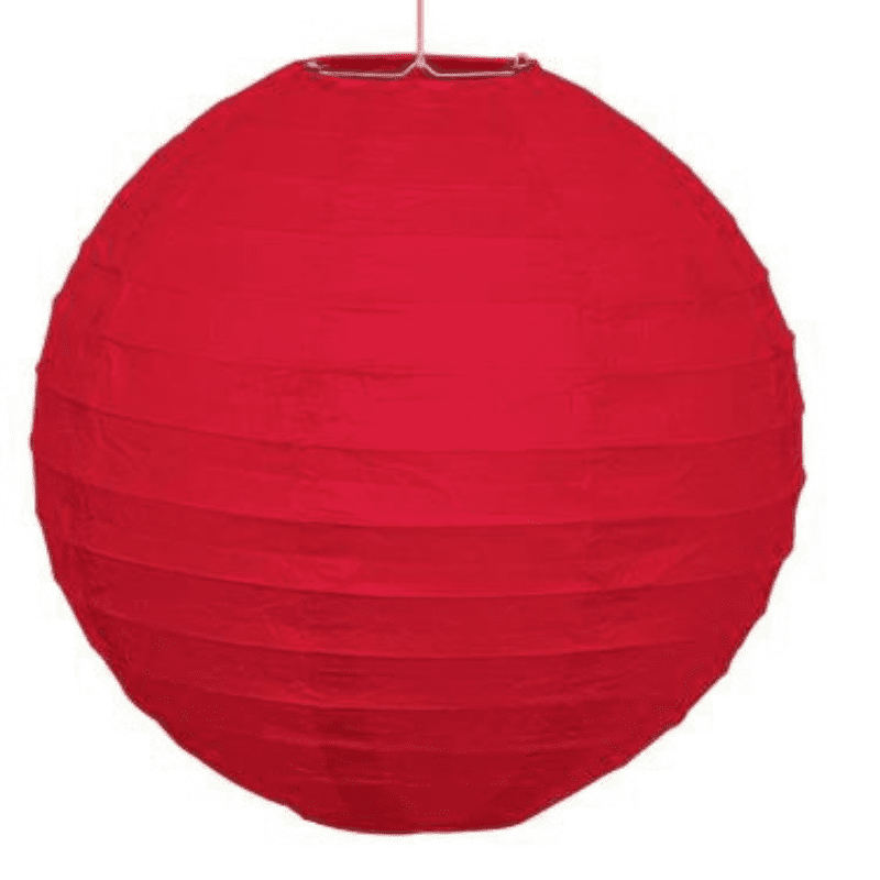 Round Paper Hanging Decorative Lantern 9.5in - Red
