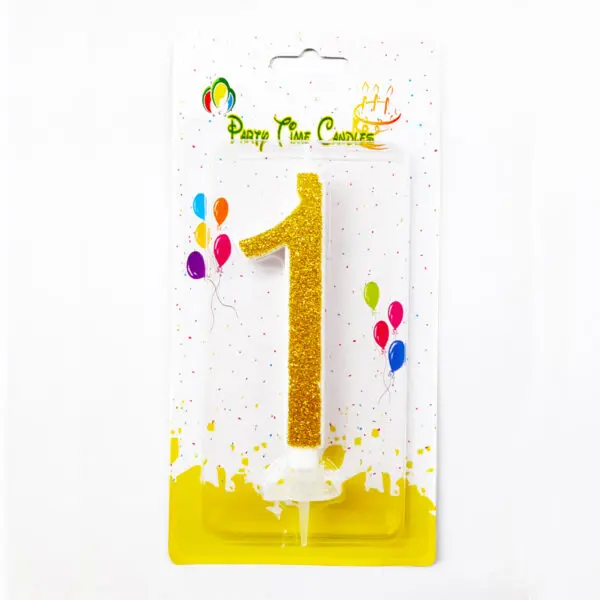 Gold Glitter Number 1 Birthday Candle