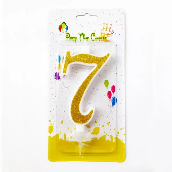 Gold Glitter Number 7 Birthday Candle