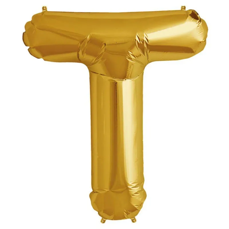 Gold Letter T Foil Balloon 17 Inch