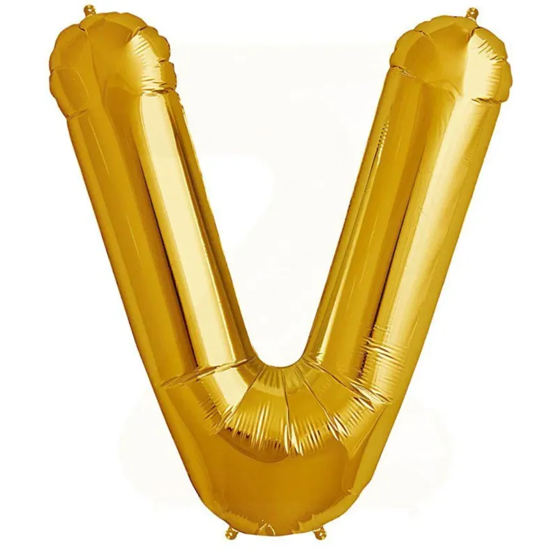 Gold Letter V Foil Balloon 17 Inch