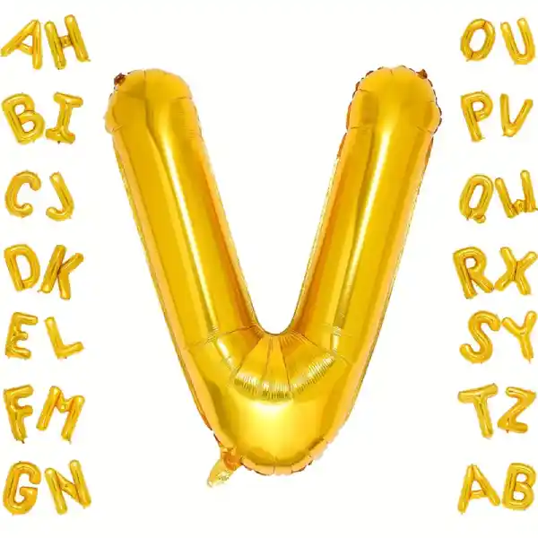 Gold Letter V Foil Balloon 40 Inch