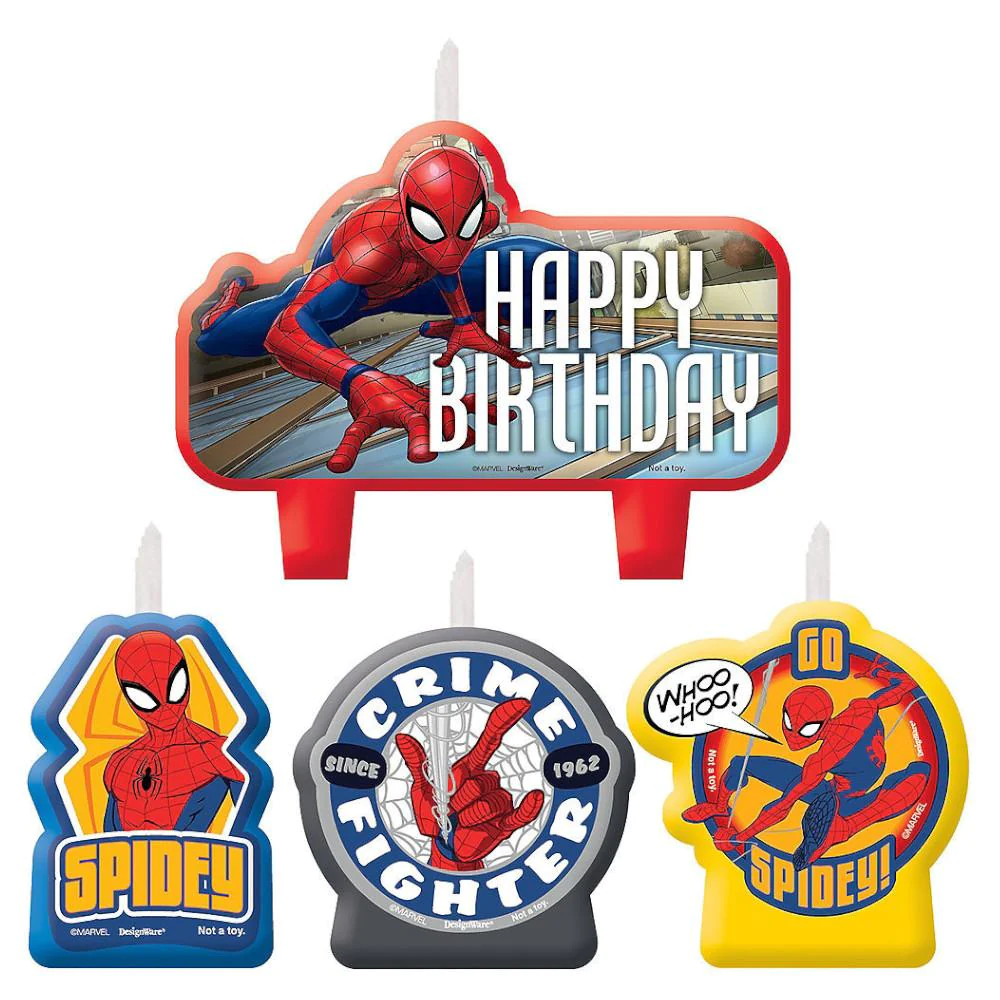 Spiderman Birthday Candle Set 4 pcs