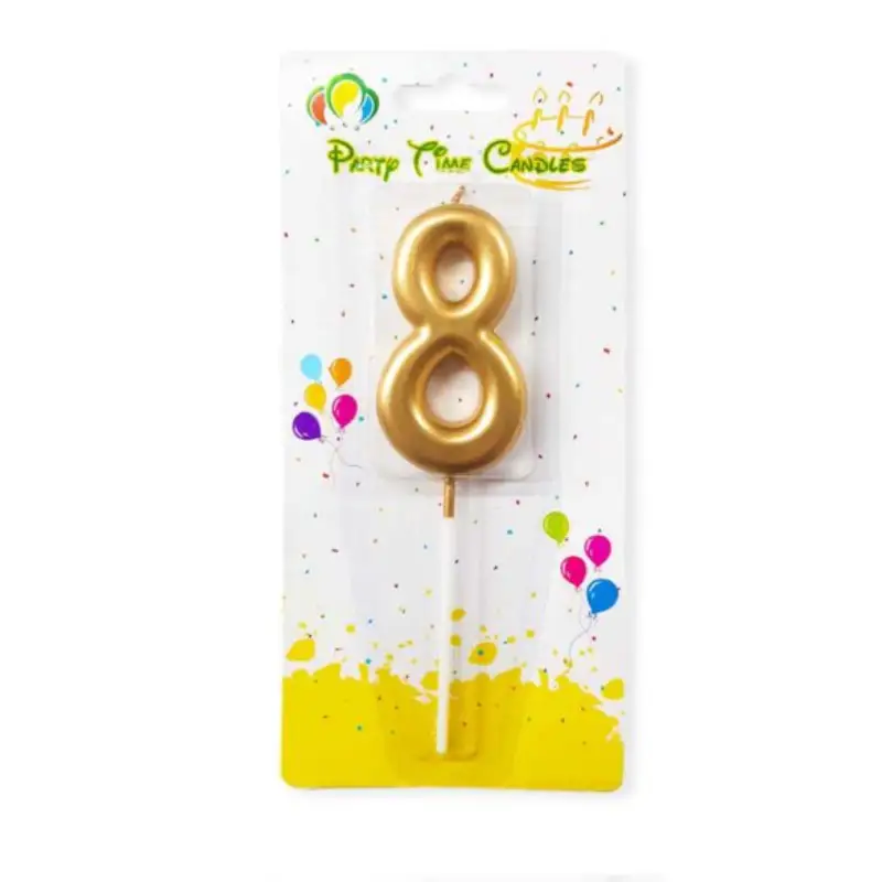 Gold Number 8 Cake & Cupcake Candle - Small