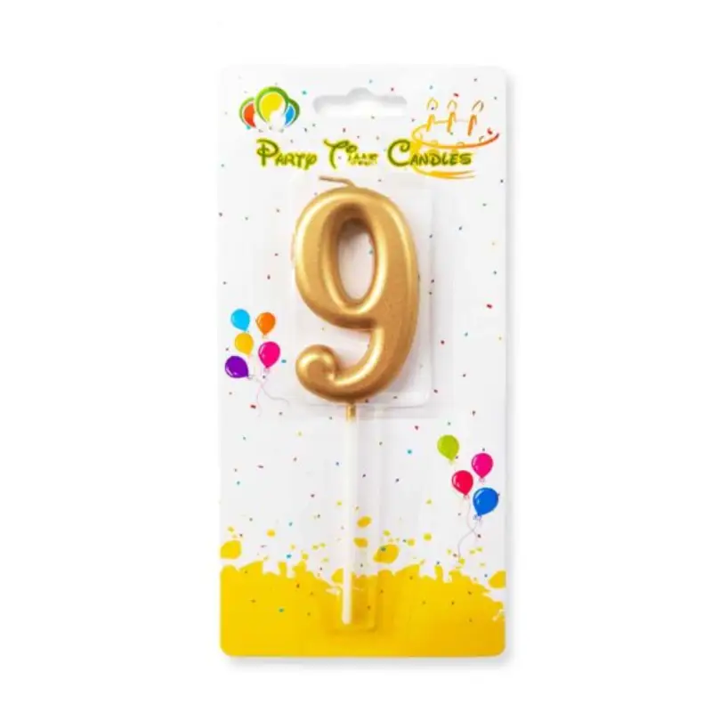Gold Number 9 Cake & Cupcake Candle - Small