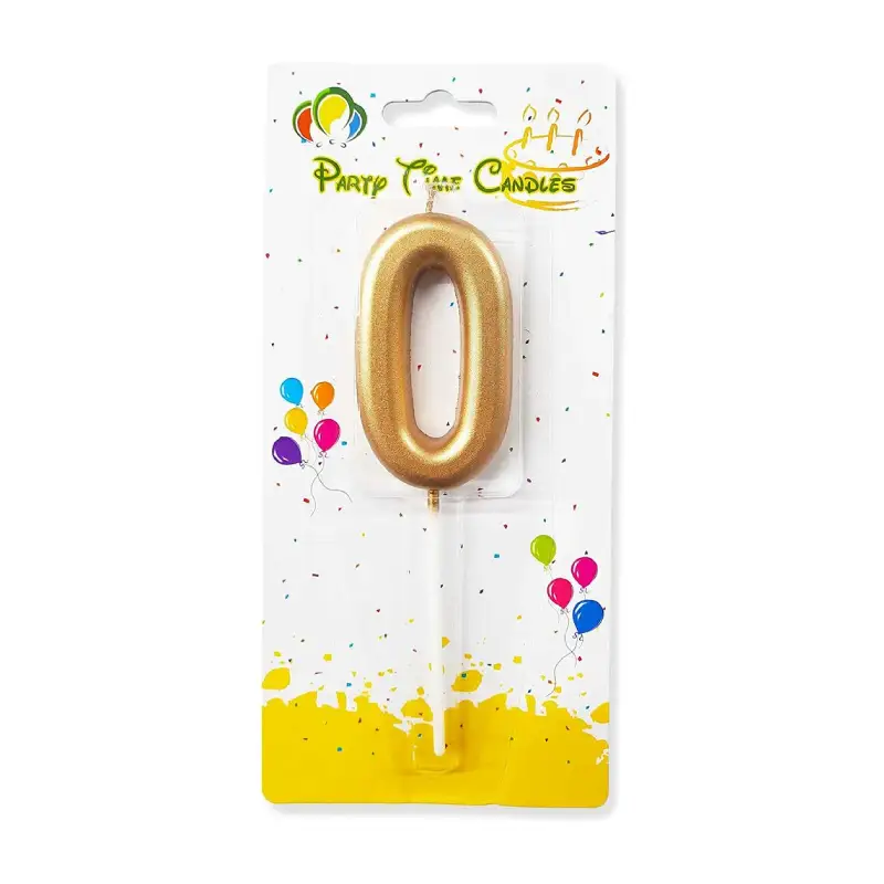 Gold Number 0 Cake & Cupcake Candle - Small