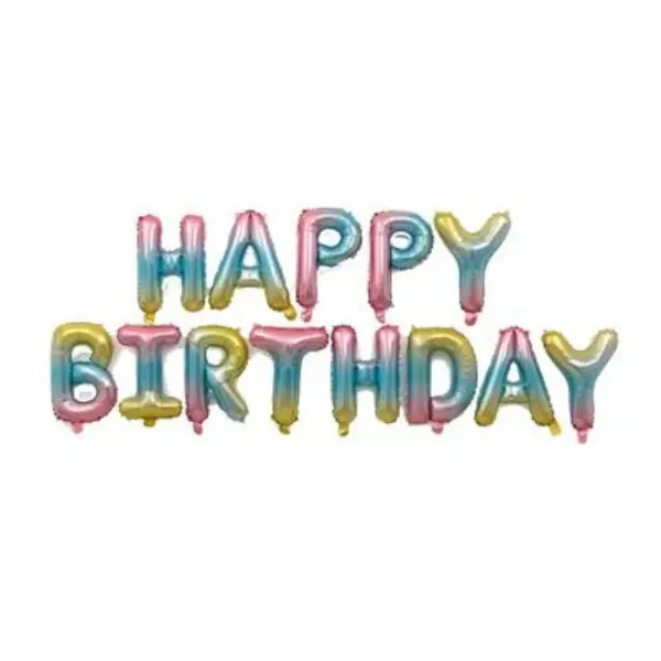 Rainbow Happy Birthday Foil Balloons Banner 18 Inch 