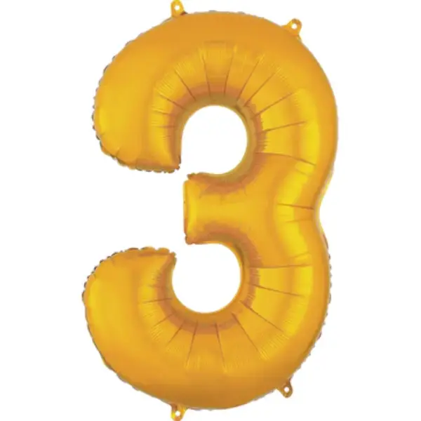 Gold Foil Number Balloon 3 – 40 Inch 