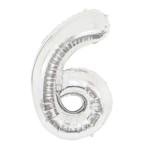 Silver Foil Number Balloon 6 – 40 Inch