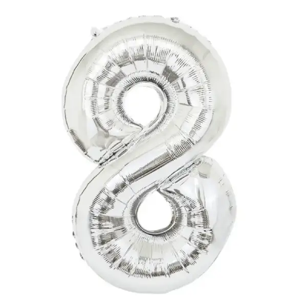 Silver Foil Number Balloon 8 – 40 Inch