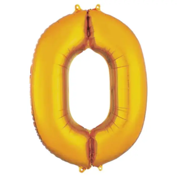 Gold Foil Number Balloon 0 – 17 Inch