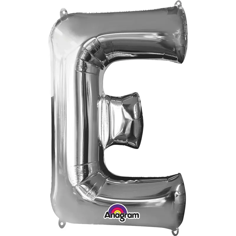 Silver Letter E Foil Balloon 17 Inch