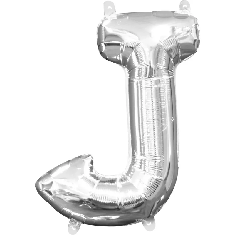 Silver Letter J Foil Balloon 17 Inch
