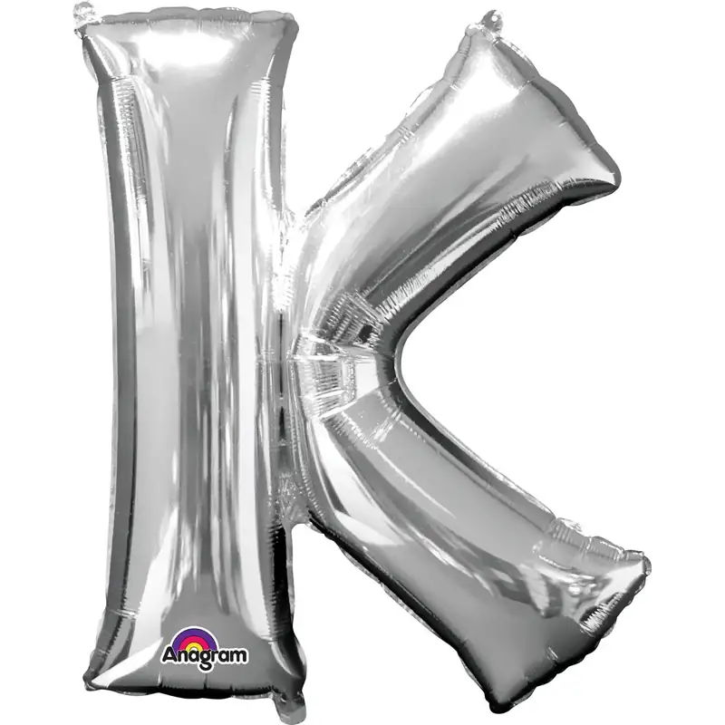 Silver Letter K Foil Balloon 17 Inch