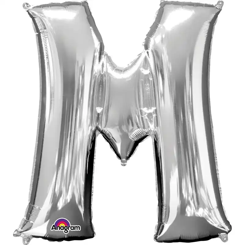 Silver Letter M Foil Balloon 17 Inch