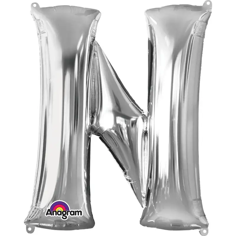 Silver Letter N Foil Balloon 17 Inch