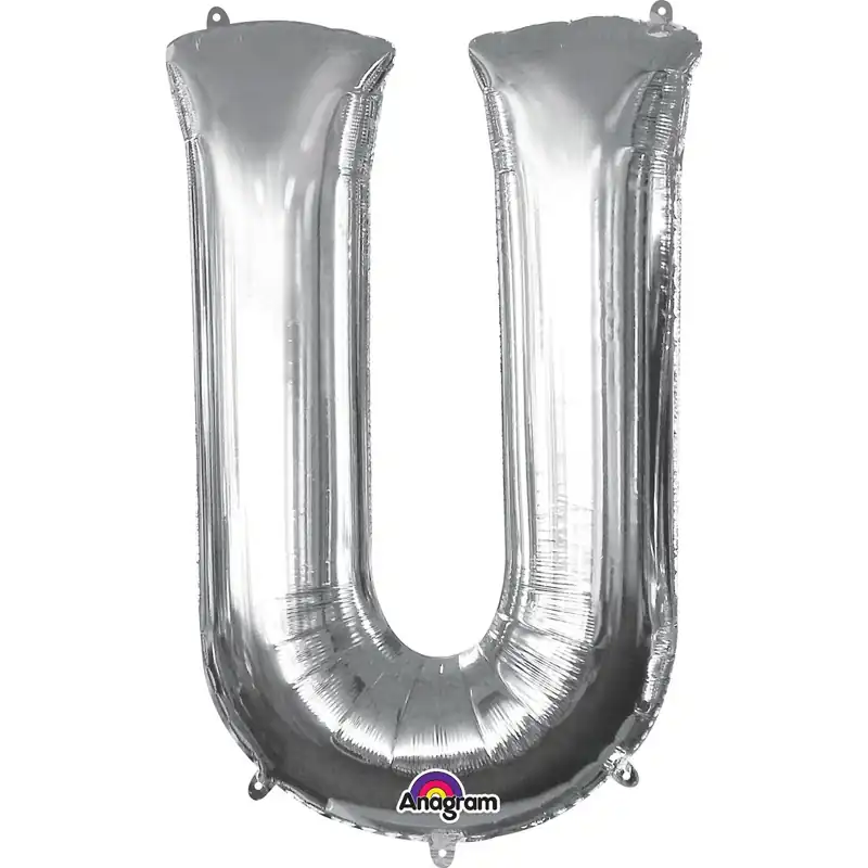 Silver Letter U Foil Balloon 17 Inch